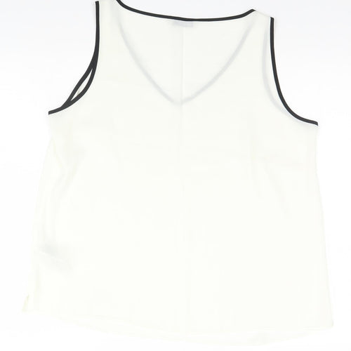 Marks and Spencer Womens Ivory  Polyester Basic Tank Size 18 Round Neck