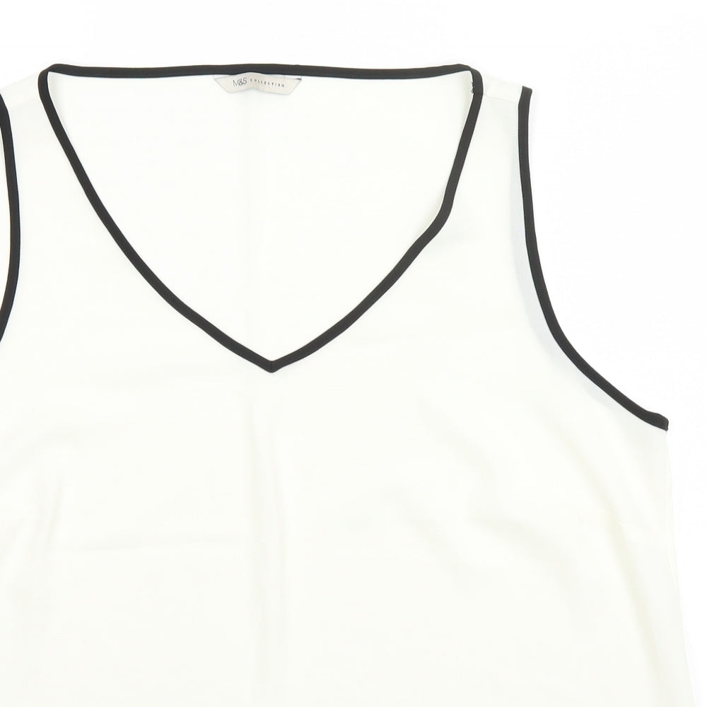 Marks and Spencer Womens Ivory  Polyester Basic Tank Size 18 Round Neck