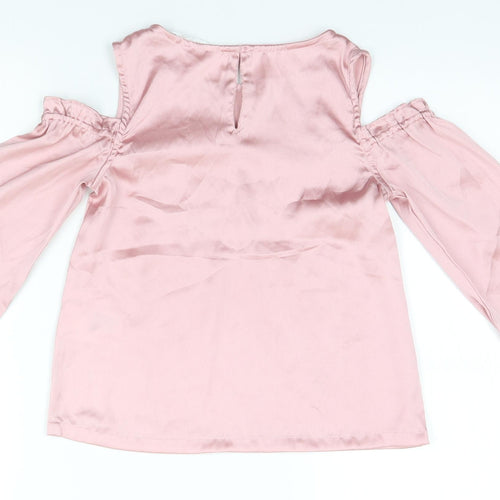 H&M Girls Pink  Polyester Basic T-Shirt Size 10-11 Years Round Neck