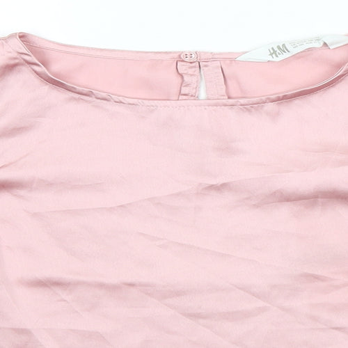 H&M Girls Pink  Polyester Basic T-Shirt Size 10-11 Years Round Neck