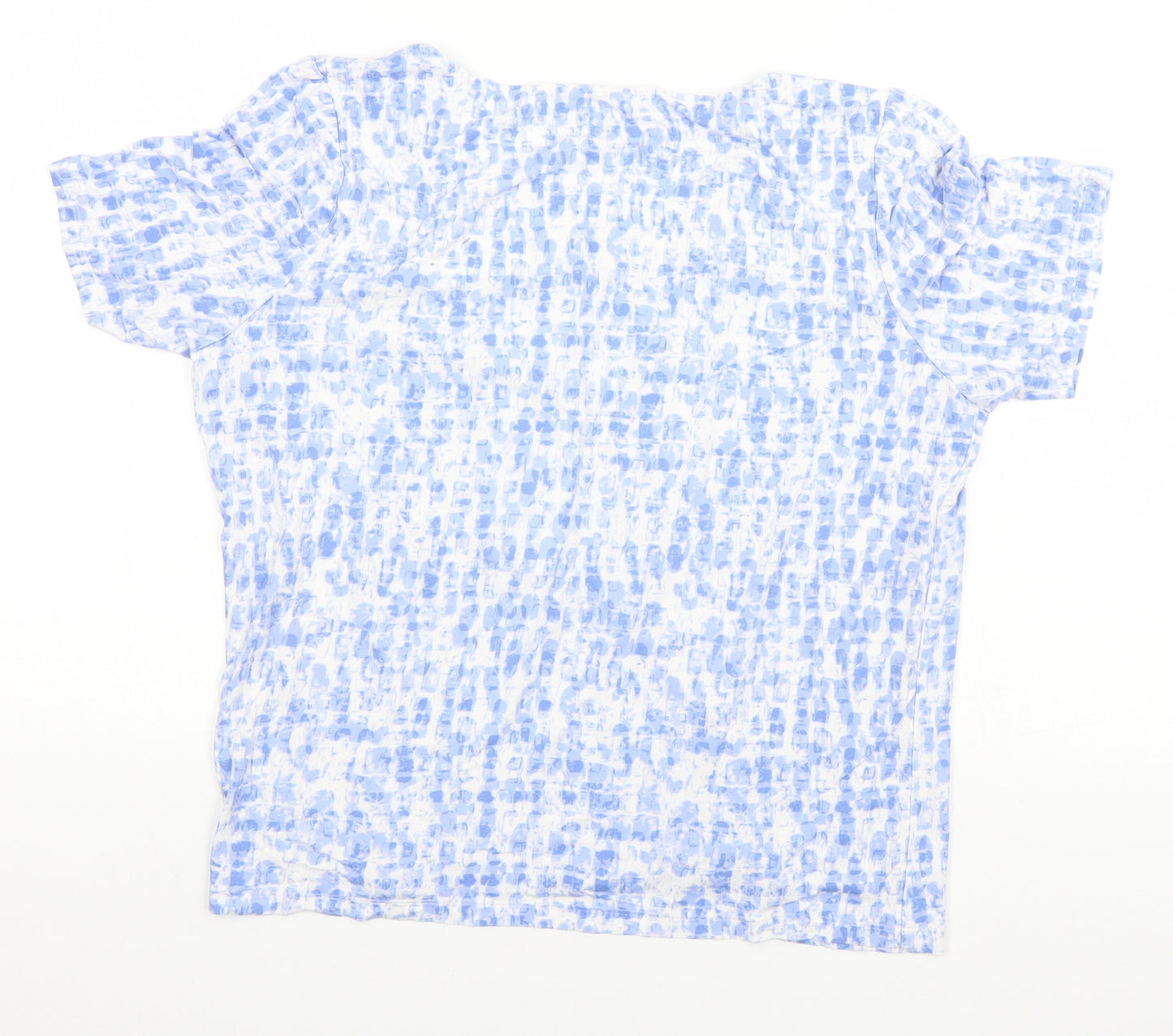 Eastex Womens Blue Geometric Viscose Basic T-Shirt Size 16 Round Neck