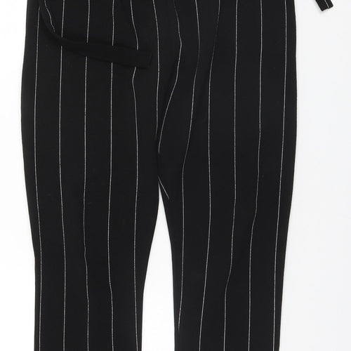 Cameo Womens Black Striped Polyester Trousers  Size 8 L27 in Regular