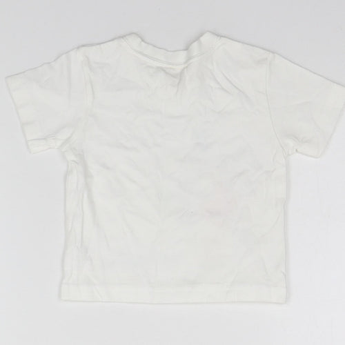 Tiny Ted Baby White  Cotton Basic T-Shirt Size 6-9 Months Round Neck  - Little Monkey