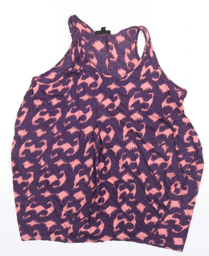Topshop Womens Blue Geometric Cotton Basic Tank Size 10 Round Neck
