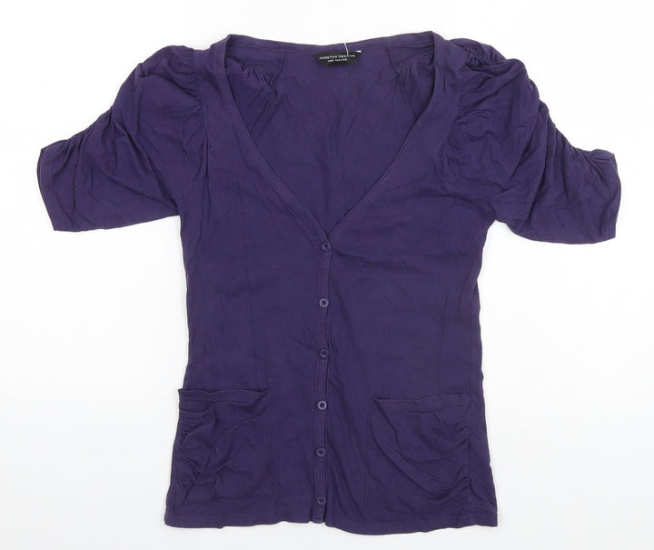 Dorothy Perkins Womens Blue Round Neck  Cotton Cardigan Jumper Size 10