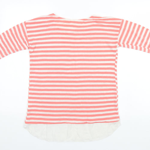 Atmosphere Womens Red Striped Polyester Basic T-Shirt Size 8 Round Neck