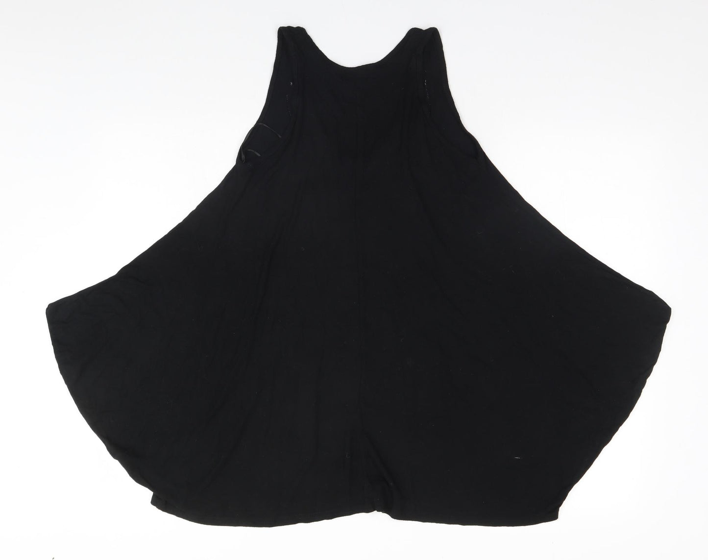 Ribbon Womens Black  Viscose Basic Blouse Size 8 Round Neck