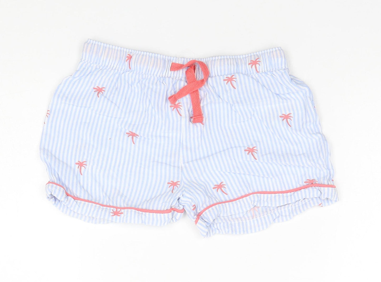 Marks and Spencer Girls Blue Striped Viscose Sailor Shorts Size 9-10 Years  Regular