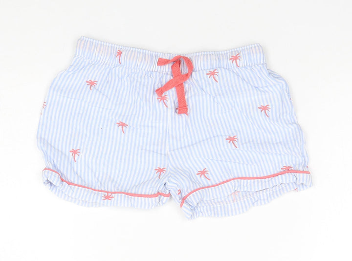 Marks and Spencer Girls Blue Striped Viscose Sailor Shorts Size 9-10 Years  Regular