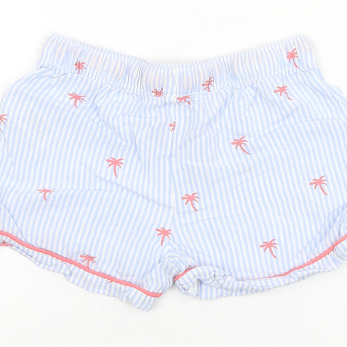 Marks and Spencer Girls Blue Striped Viscose Sailor Shorts Size 9-10 Years  Regular