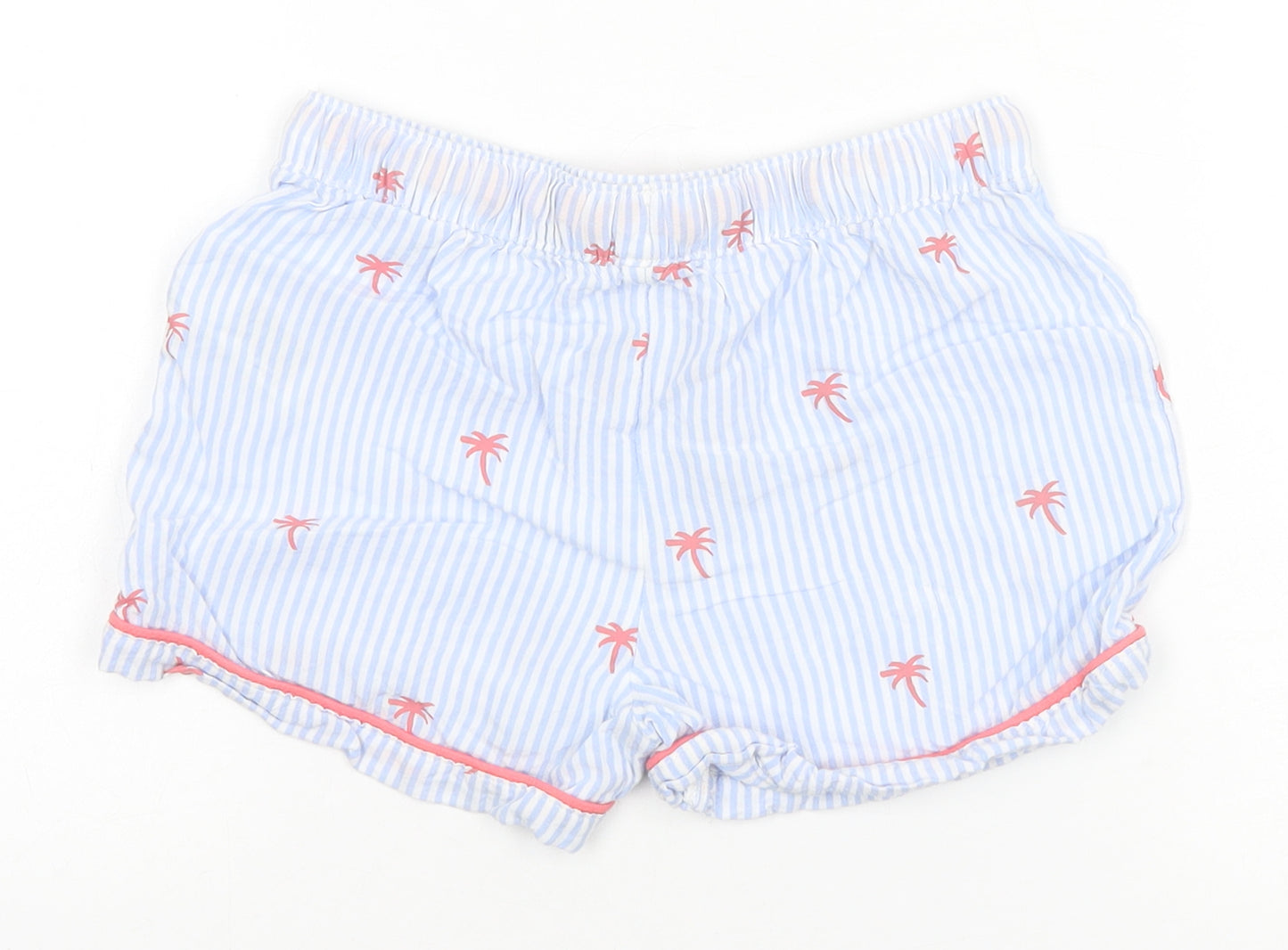 Marks and Spencer Girls Blue Striped Viscose Sailor Shorts Size 9-10 Years  Regular