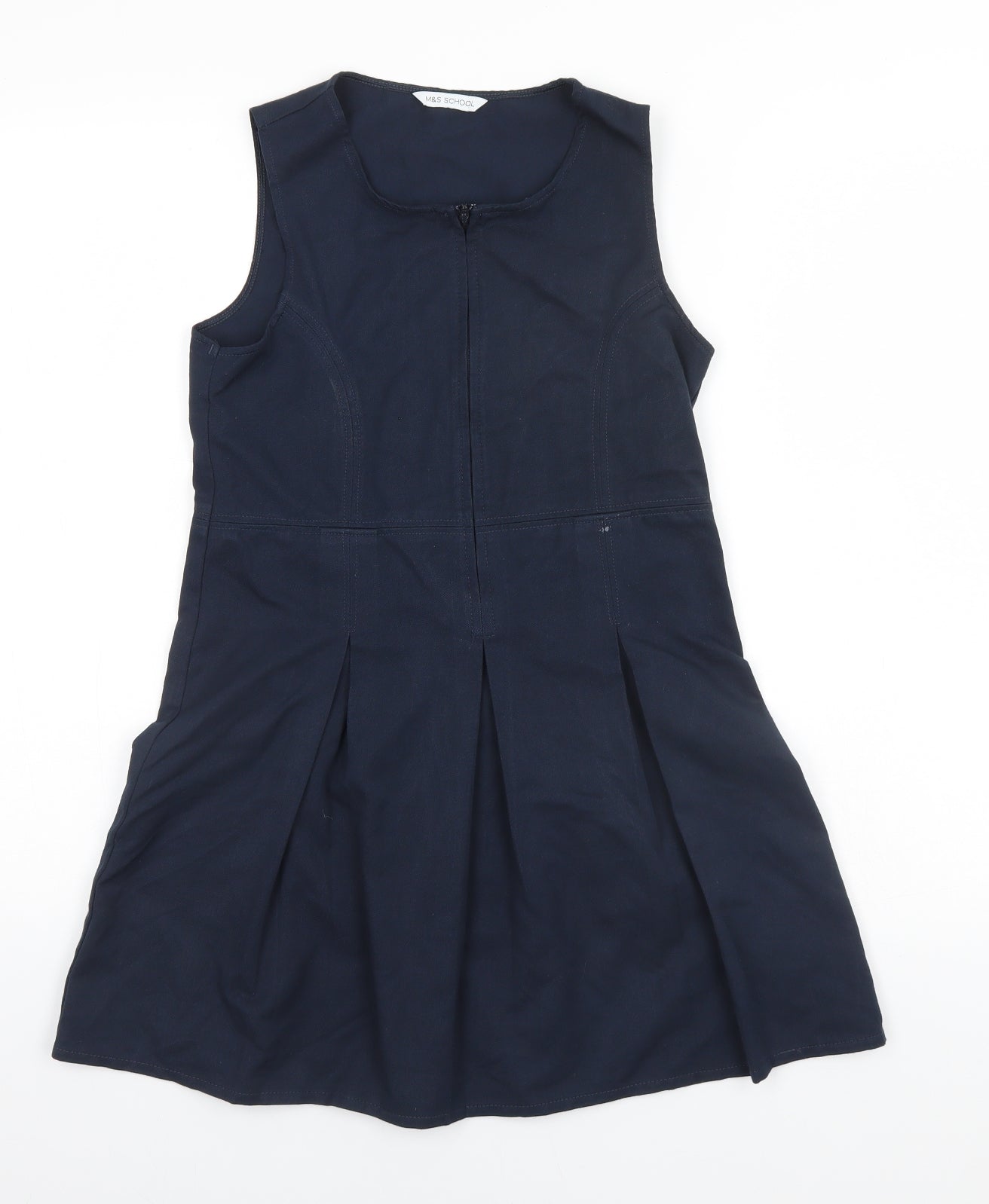Marks and Spencer Girls Blue  Polyester A-Line  Size 9-10 Years  Round Neck  - School