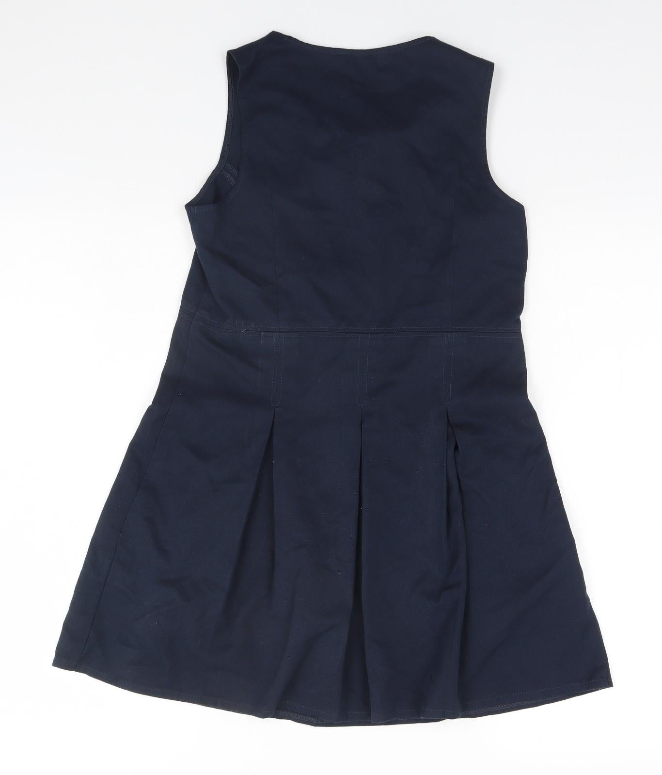 Marks and Spencer Girls Blue  Polyester A-Line  Size 9-10 Years  Round Neck  - School