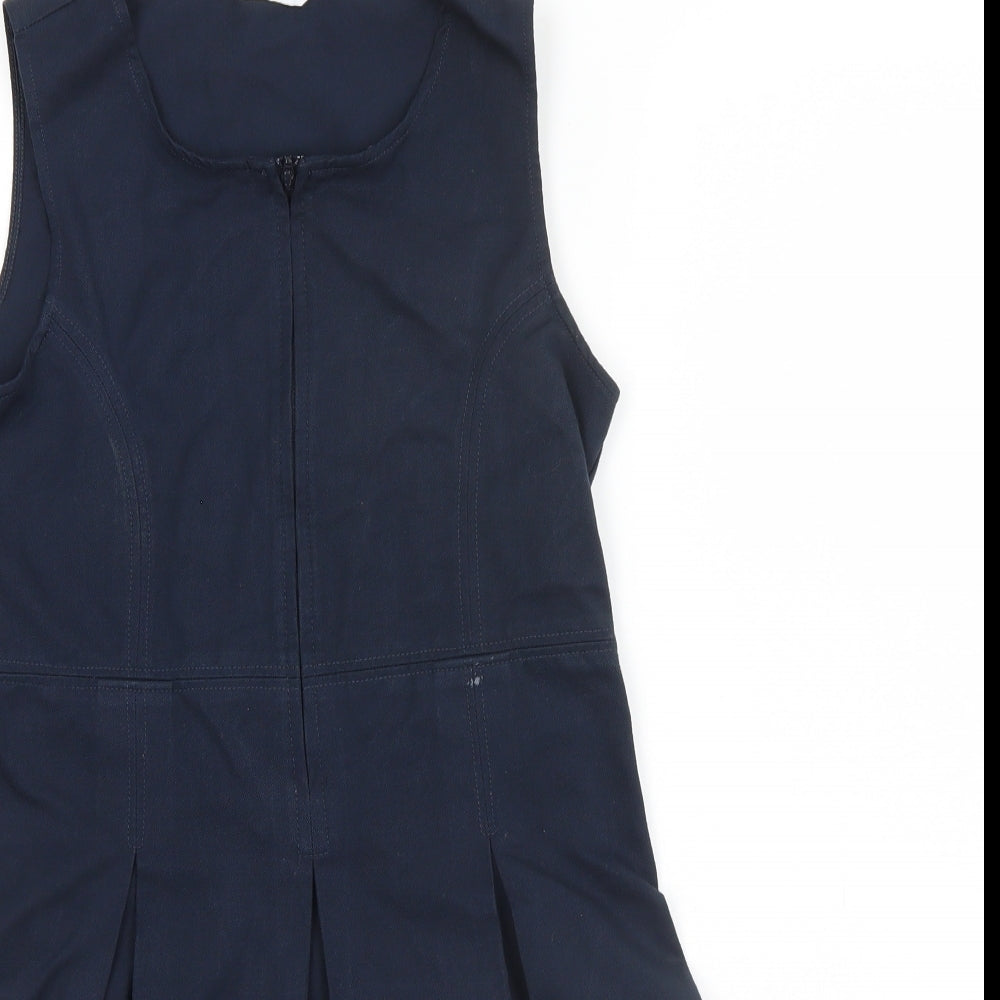 Marks and Spencer Girls Blue  Polyester A-Line  Size 9-10 Years  Round Neck  - School
