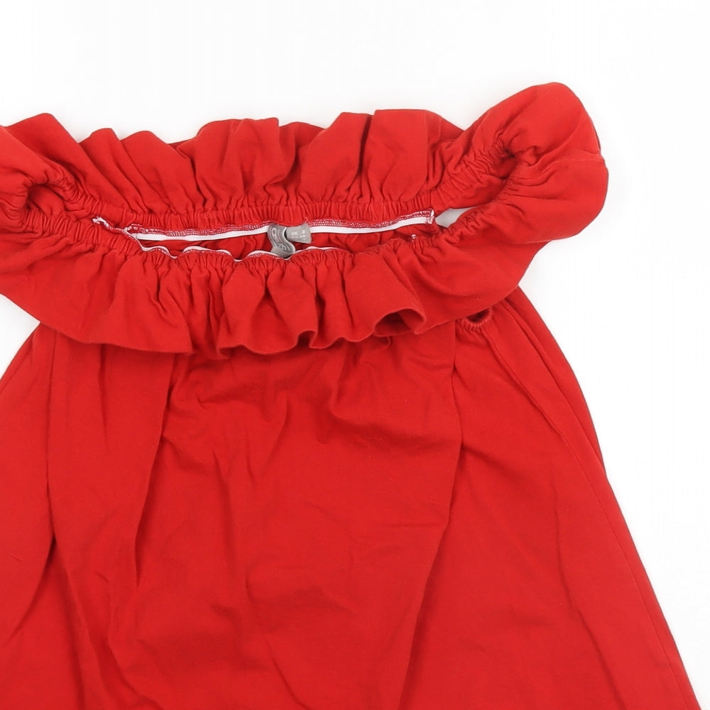 ASOS Womens Red  Cotton A-Line  Size 8  Round Neck