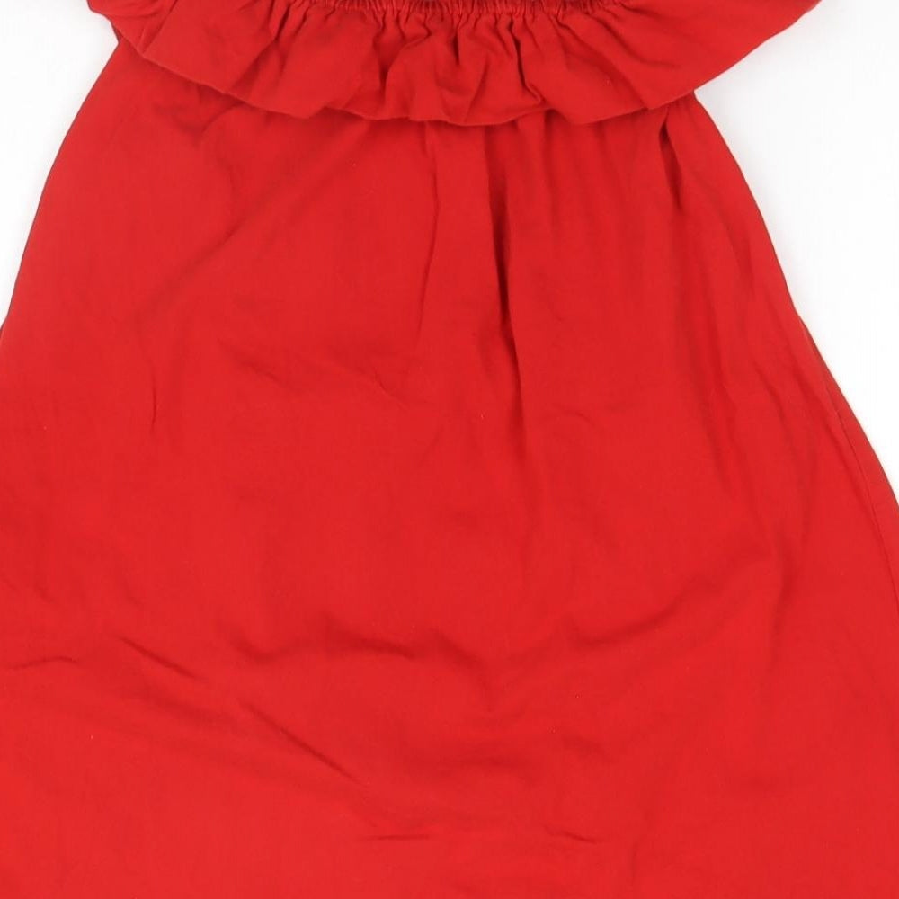 ASOS Womens Red  Cotton A-Line  Size 8  Round Neck