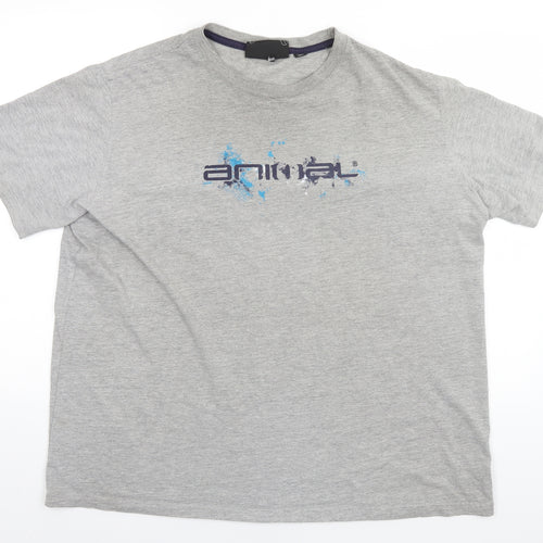 Animal Mens Grey  Cotton  T-Shirt Size 2XL Round Neck