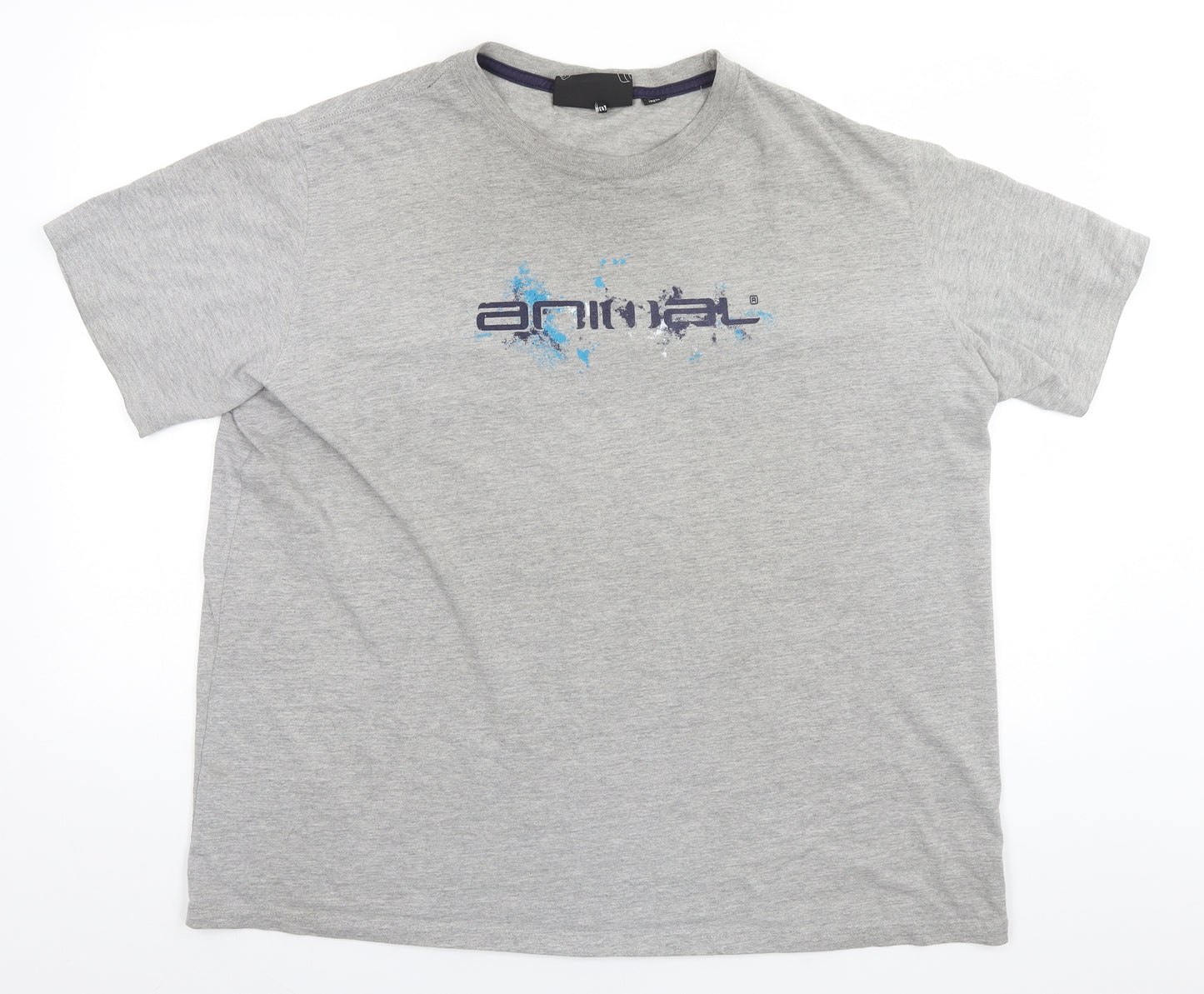 Animal Mens Grey  Cotton  T-Shirt Size 2XL Round Neck