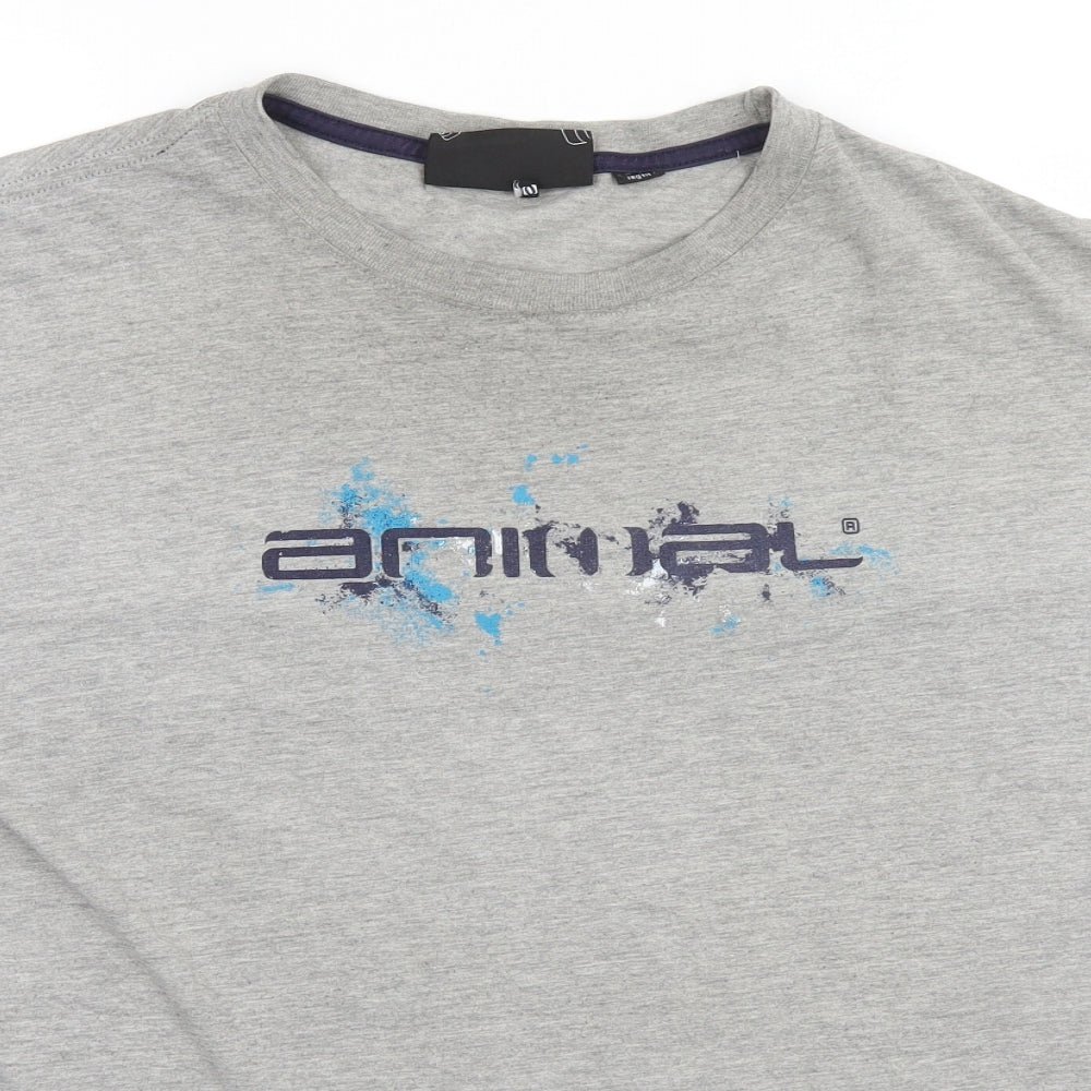 Animal Mens Grey  Cotton  T-Shirt Size 2XL Round Neck