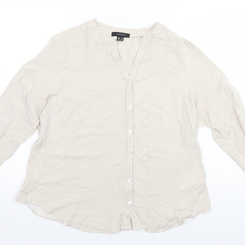 Atmosphere Womens Green Striped Viscose Basic Button-Up Size 20 Collared