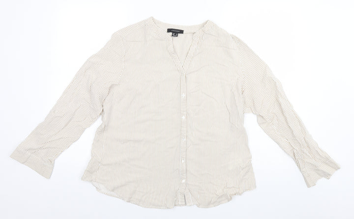 Atmosphere Womens Green Striped Viscose Basic Button-Up Size 20 Collared
