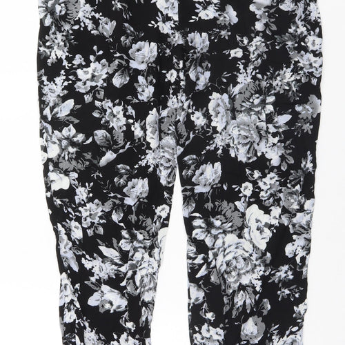 Select Womens Black Floral Viscose Trousers  Size 12 L28 in Regular