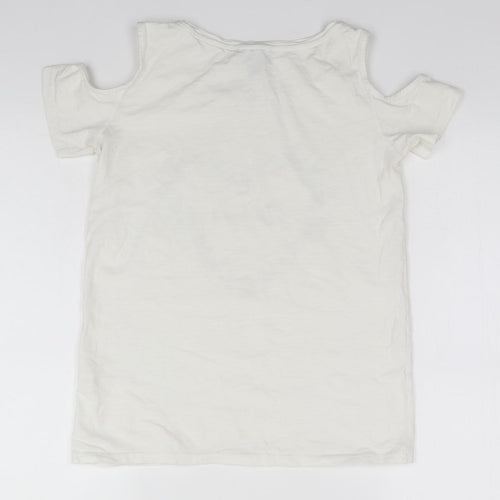 Primark Womens White  Cotton Basic T-Shirt Size 6 Round Neck
