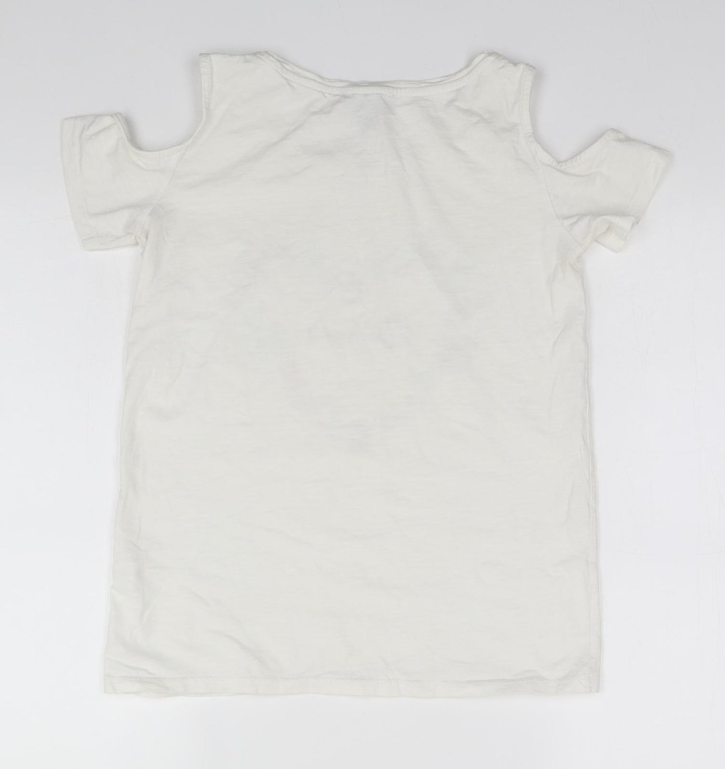 Primark Womens White  Cotton Basic T-Shirt Size 6 Round Neck