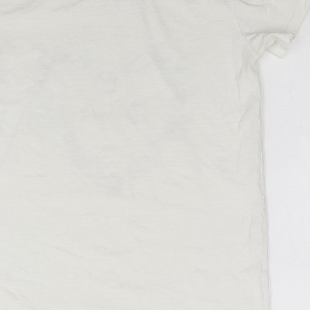 Primark Womens White  Cotton Basic T-Shirt Size 6 Round Neck
