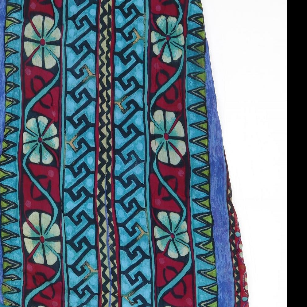 Kushi Womens Blue Floral Viscose A-Line    Round Neck