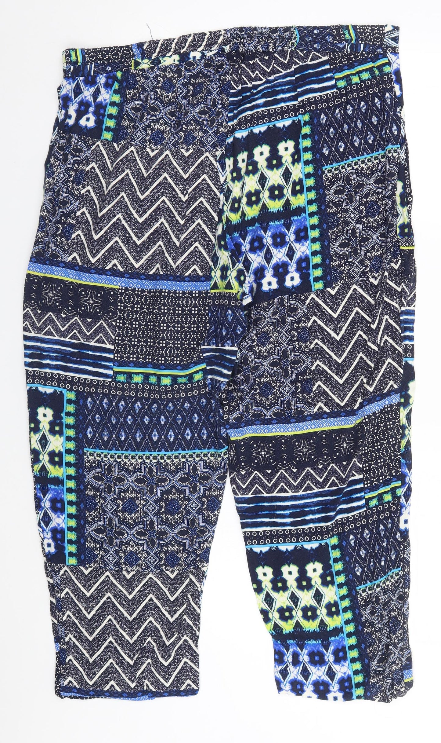 George Womens Blue Geometric Viscose Trousers  Size 20 L24 in Regular