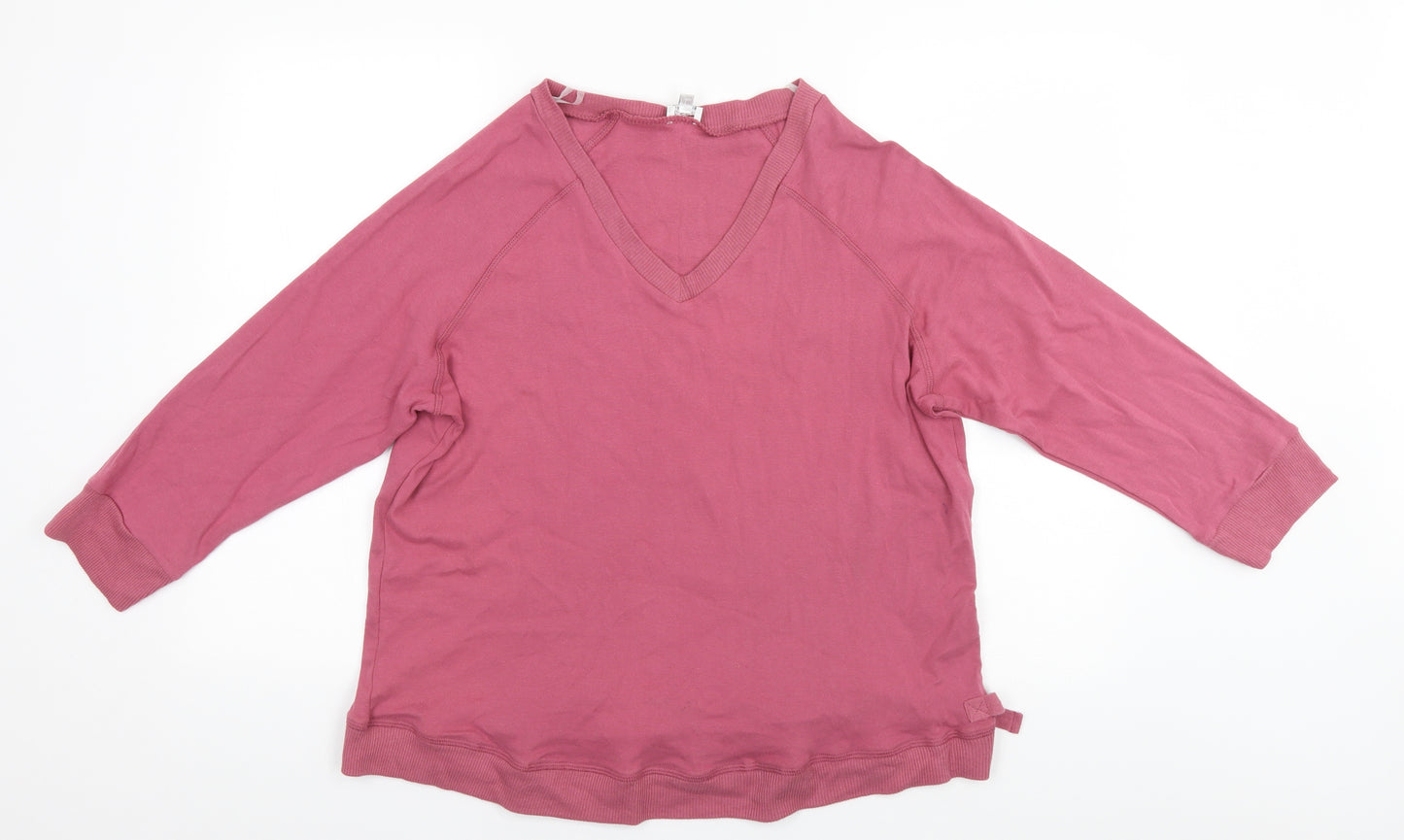 Preworn Womens Pink V-Neck  Cotton Pullover Jumper Size 22