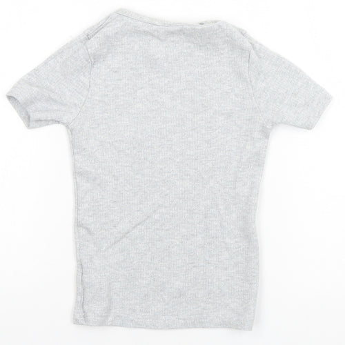 F&F Boys Grey  Cotton Basic T-Shirt Size 7 Years Round Neck
