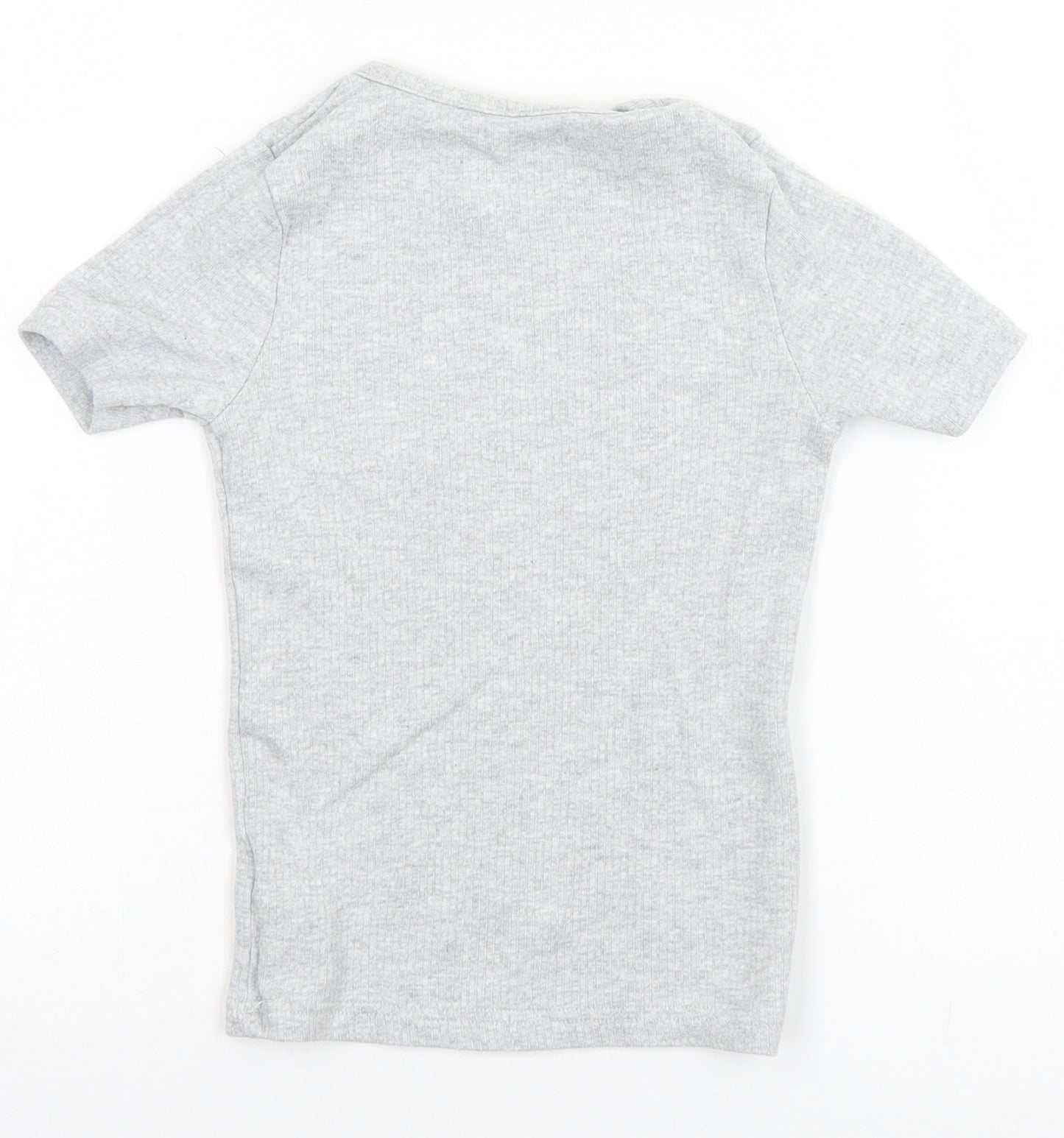 F&F Boys Grey  Cotton Basic T-Shirt Size 7 Years Round Neck