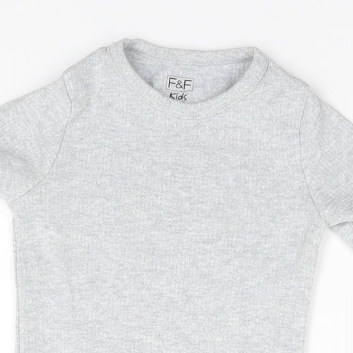 F&F Boys Grey  Cotton Basic T-Shirt Size 7 Years Round Neck