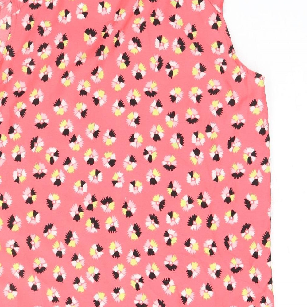 Red Herring Womens Purple Floral Polyester Basic T-Shirt Size 14 Round Neck