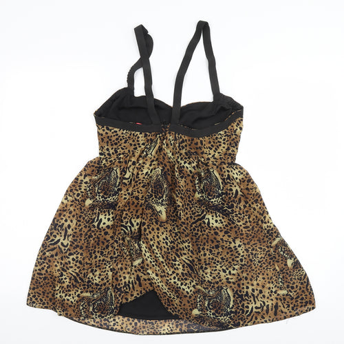 Oh My Love Womens Brown Animal Print Polyester A-Line  Size M  Halter