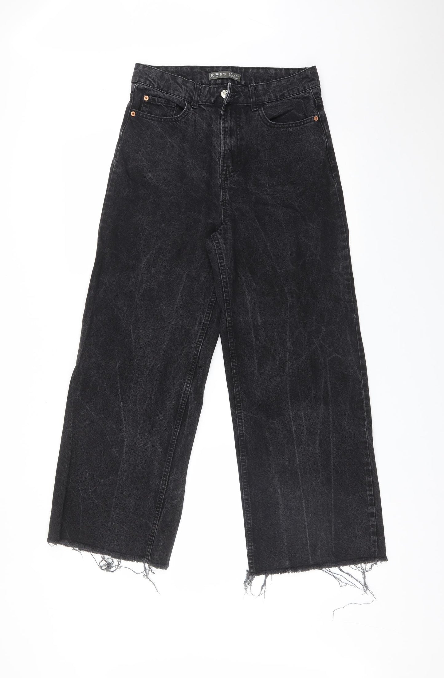 DENIM CO Womens Black  Cotton Wide-Leg Jeans Size 10 L27 in Regular