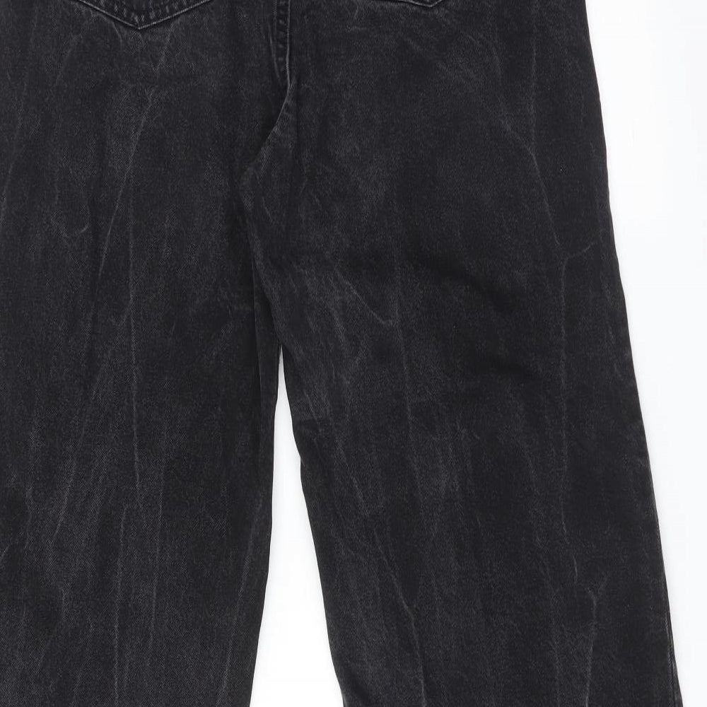 DENIM CO Womens Black  Cotton Wide-Leg Jeans Size 10 L27 in Regular