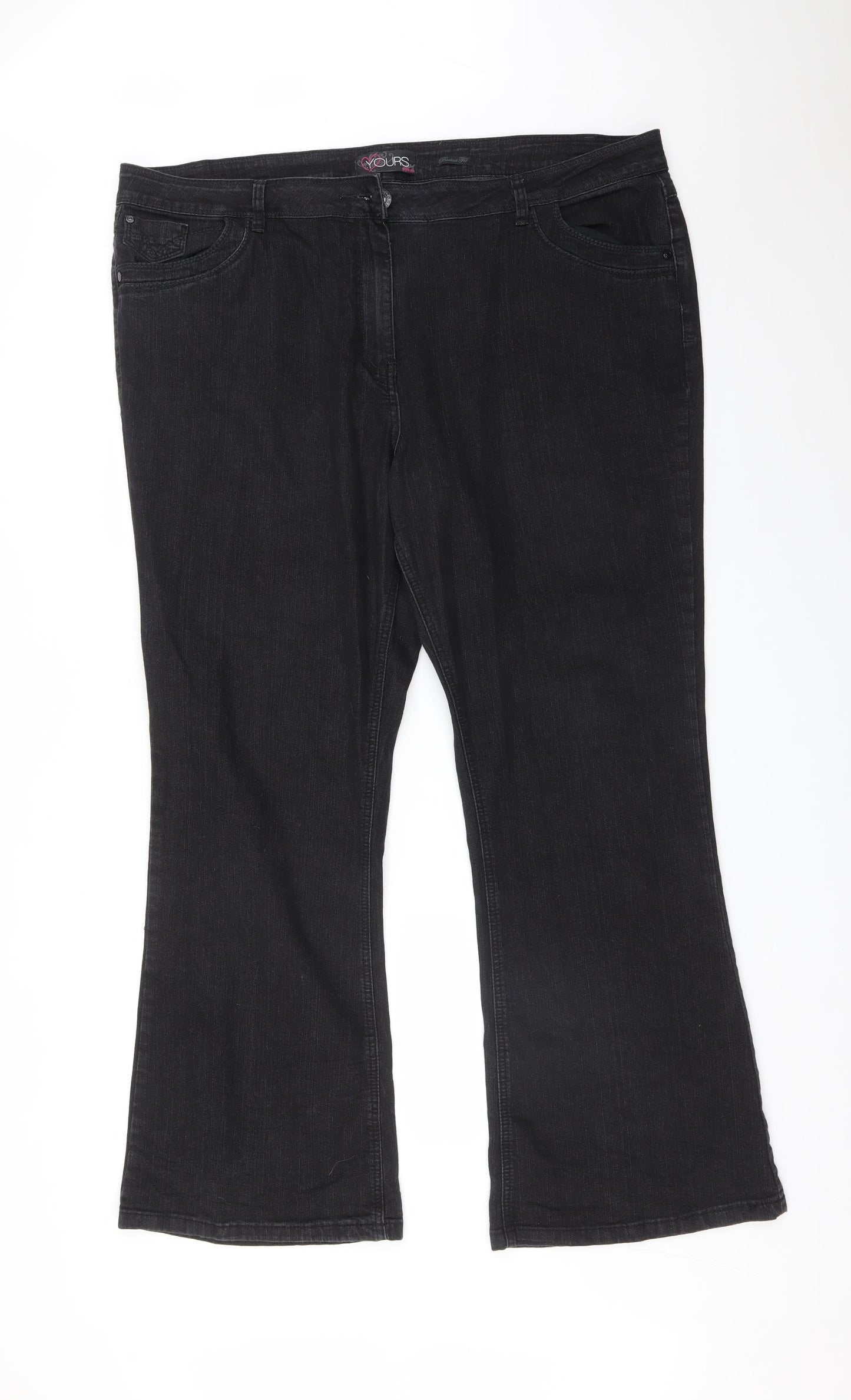 Yours Womens Black  Cotton Bootcut Jeans Size 22 L30 in Regular