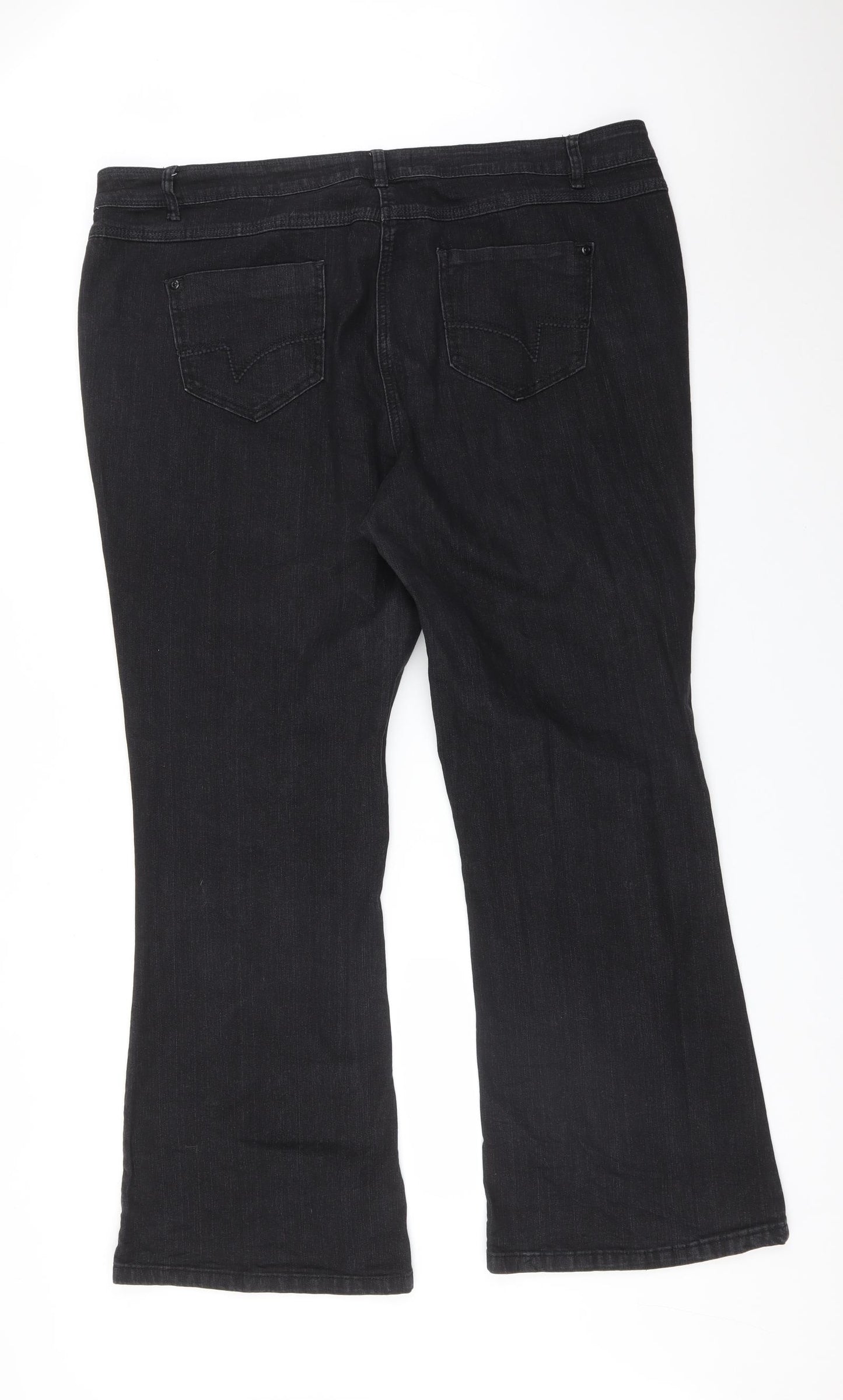 Yours Womens Black  Cotton Bootcut Jeans Size 22 L30 in Regular