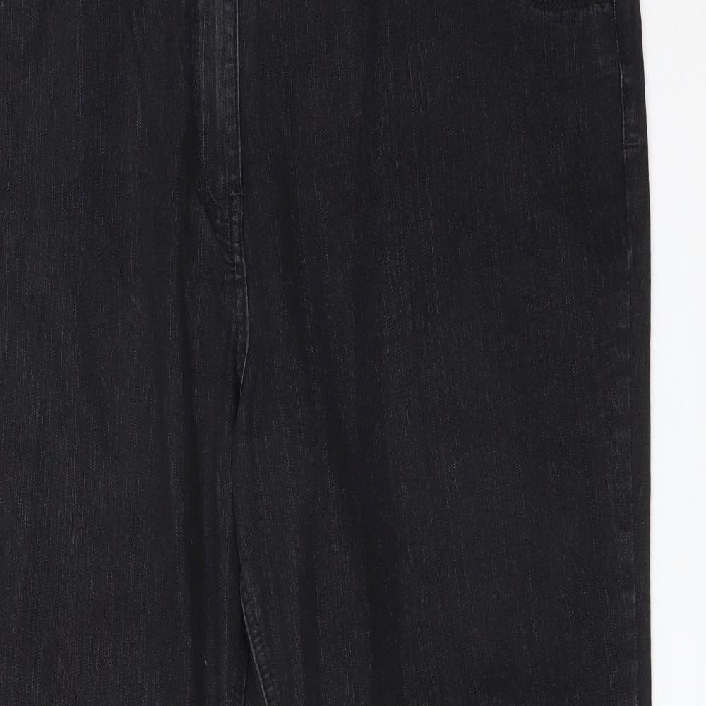 Yours Womens Black  Cotton Bootcut Jeans Size 22 L30 in Regular