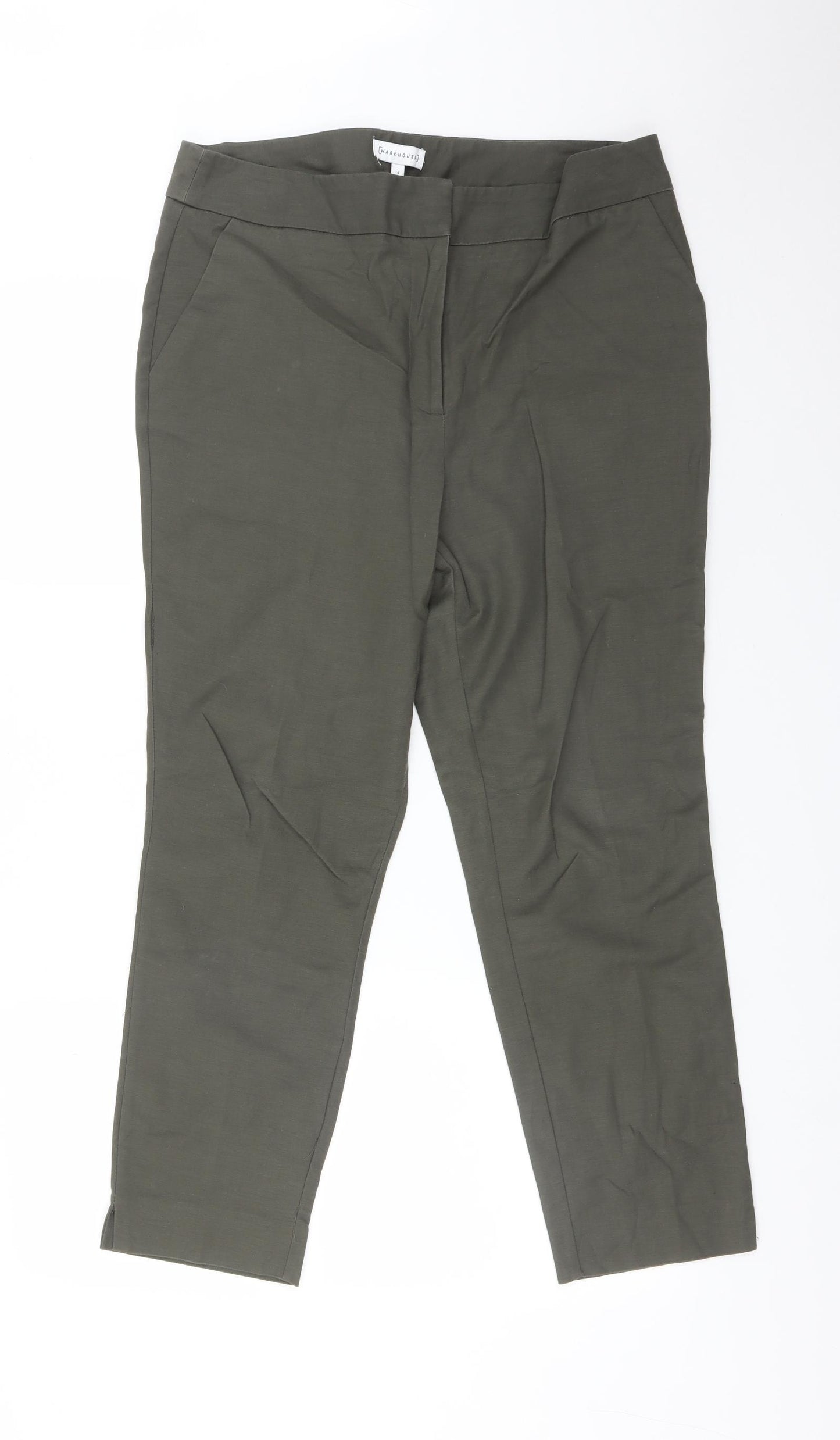 Warehouse Womens Green   Chino Trousers Size 14 L26 in Regular