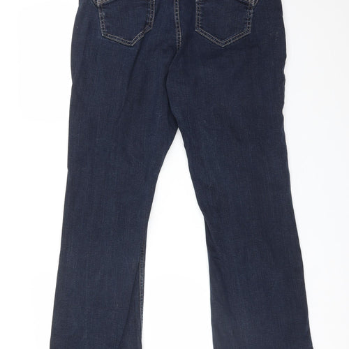 M&S Womens Blue  Cotton Bootcut Jeans Size 14 L28 in Regular