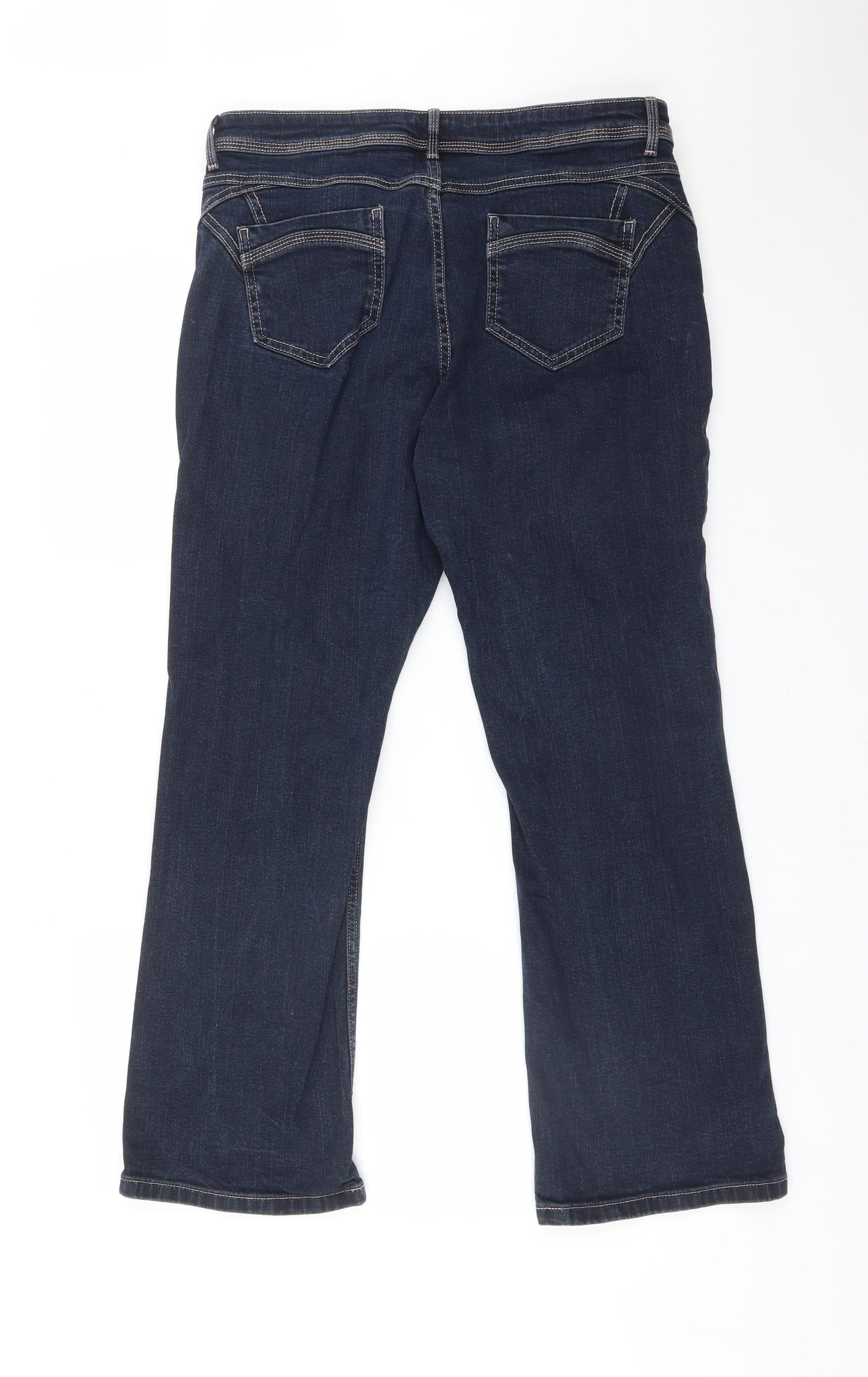 M&S Womens Blue  Cotton Bootcut Jeans Size 14 L28 in Regular