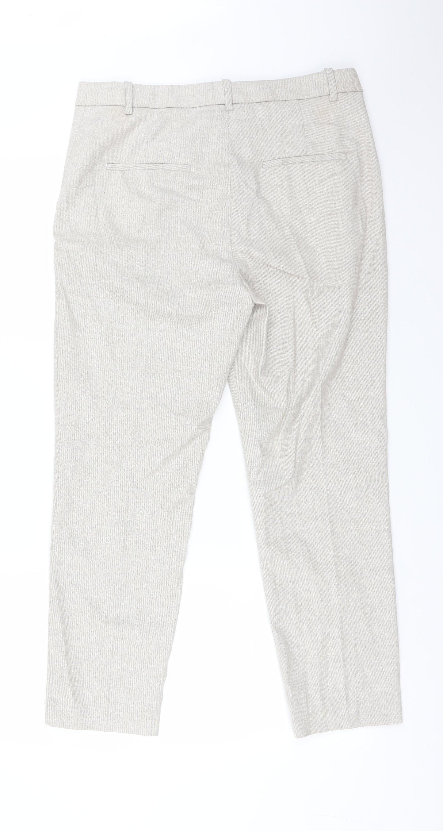 H7M Womens Beige  Polyester Carrot Trousers Size 12 L26 in Regular