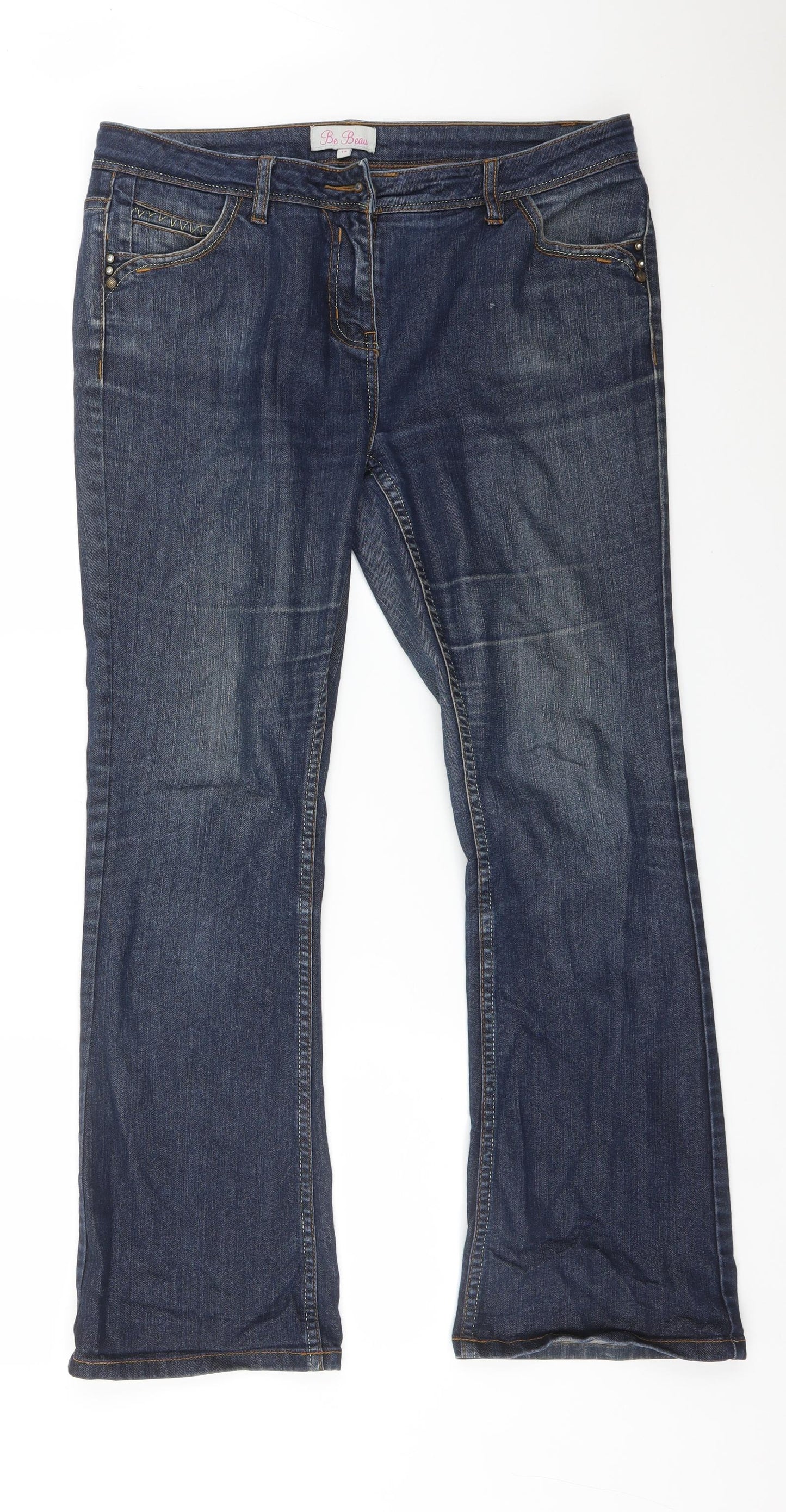 Matalan Womens Blue  Cotton Bootcut Jeans Size 14 L29 in Regular