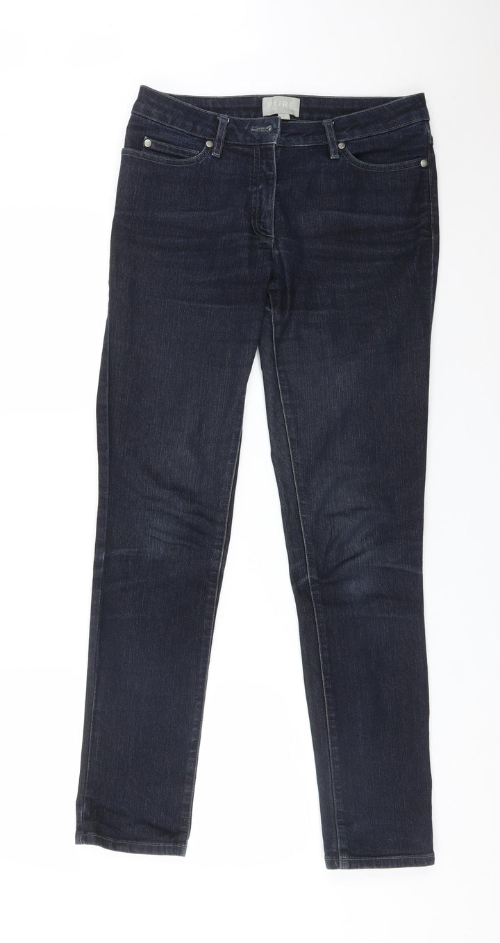 Pure Womens Blue Cotton Straight Jeans Size 8 L30 in Regular