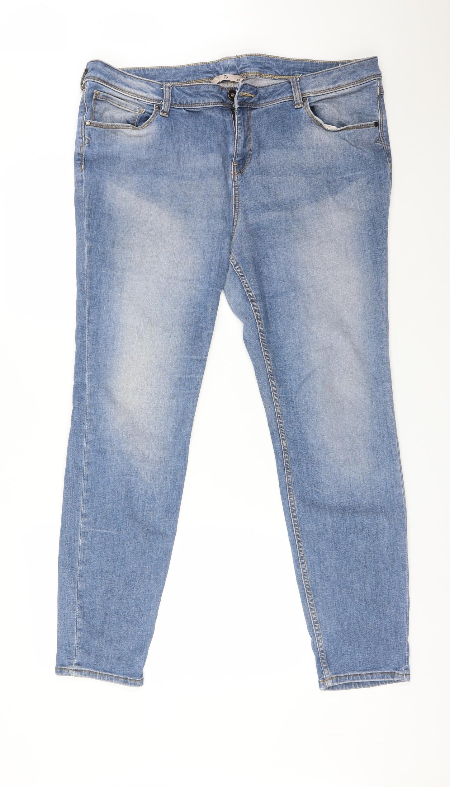 TU Womens Blue  Cotton Straight Jeans Size 18 L29 in Regular