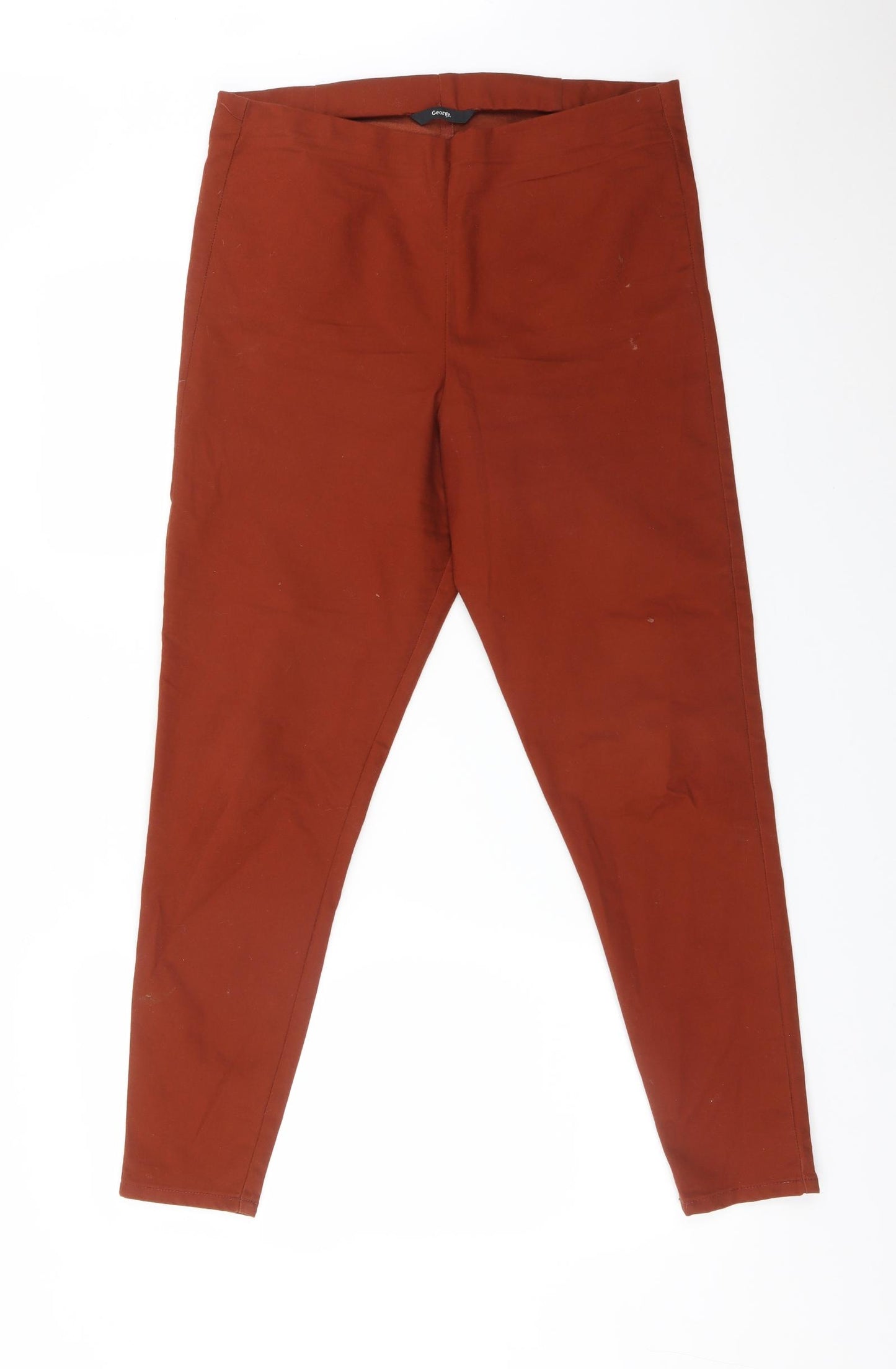 George Womens Brown  Cotton Trousers  Size 14 L27 in Regular